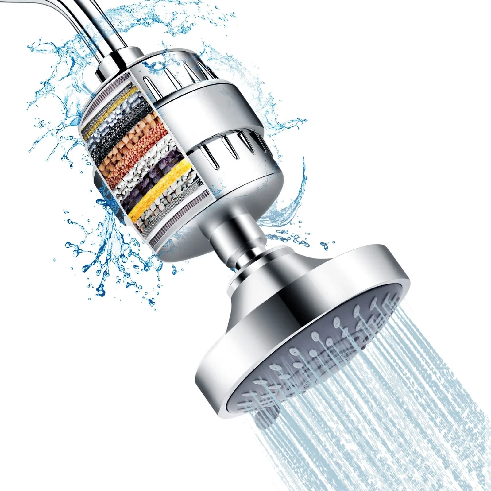 FEELSO Shower Head and 15 Stage Shower Filter Combo High Pressure 5 Spray