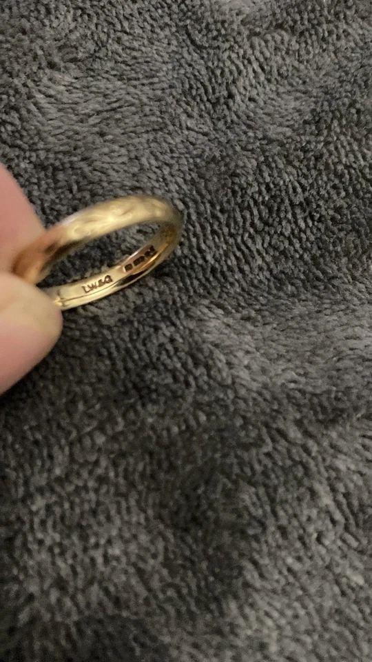 Gold Ehering Band 9 kt Gelbgold Vintage Größe M 