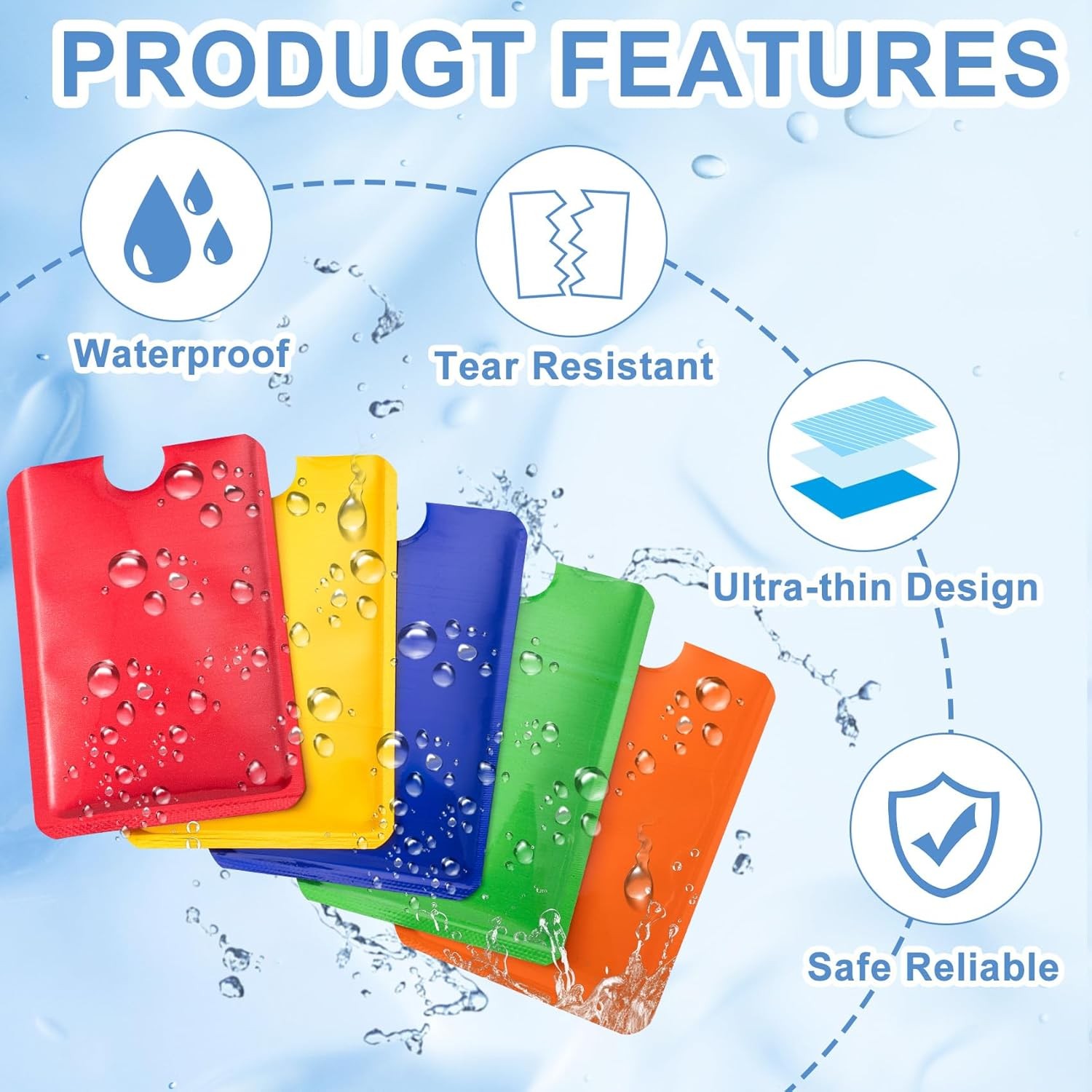 OIIKI 20PCS RFID Blocking Sleeves for Credit Red, Yellow, Orange, Blue, Green 