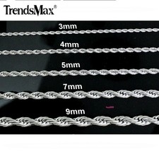3/5/7mm 16-30" Men's Stainless Steel Twisted Rope Chain Necklace Choker Link