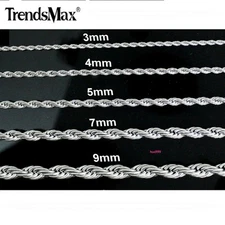 3/5/7mm 16-30" Men's Stainless Steel Twisted Rope Chain Necklace Choker Link