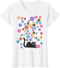 September 15 Dot Day Rainbow Cat Girls Cute Ladies' Crewneck T-Shirt