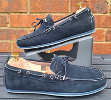 Geox Respira Navy Suede Leather Boat Shoes Mens UK10 EU44 Luxury Deck Shoes
