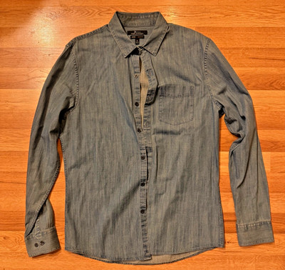 Marc Anthony Luxury Slim Fit Shirt Mens Small Blue Button Down Long Sleeve