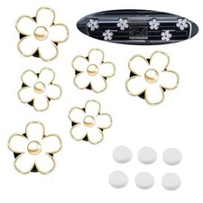 Daisy Flower Air Vent Clip - Colorful Car Accessories for Women White-No Scent