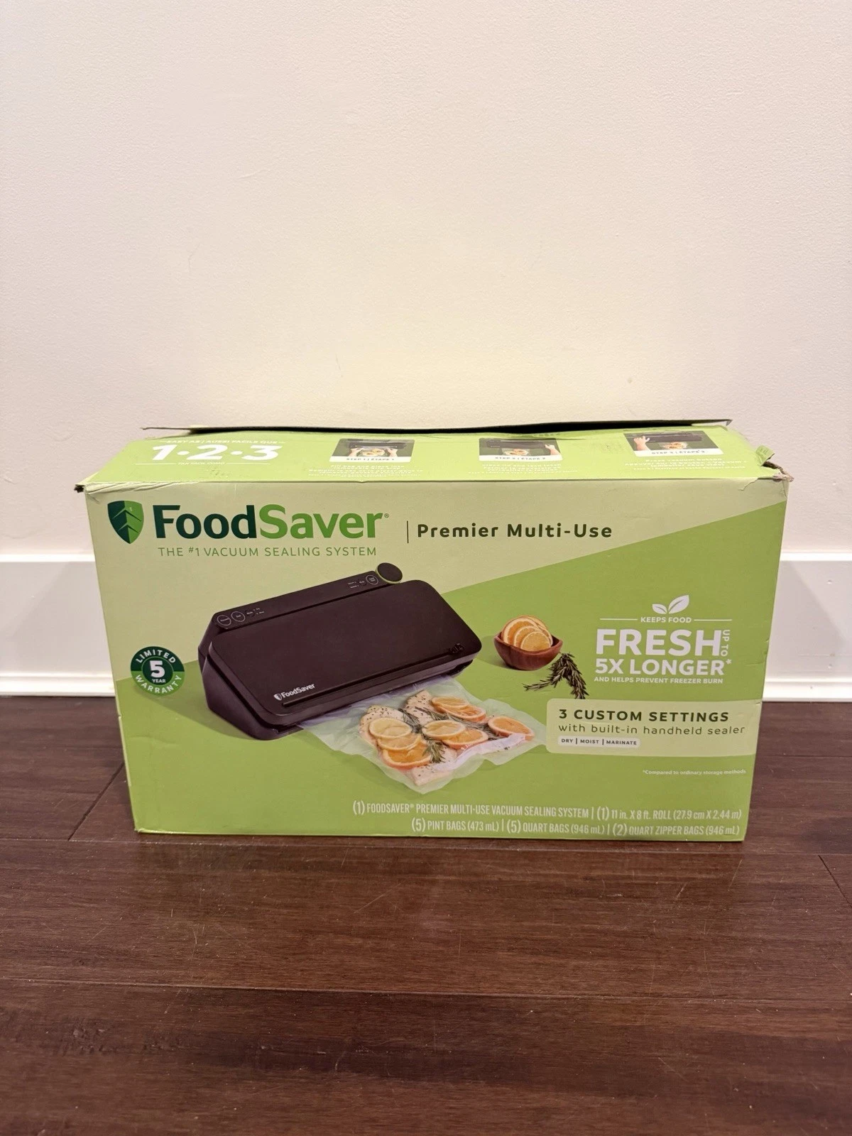 NIB! FoodSaver Multi-Use Preservation System Black Premier Dry/Moist/Marinate