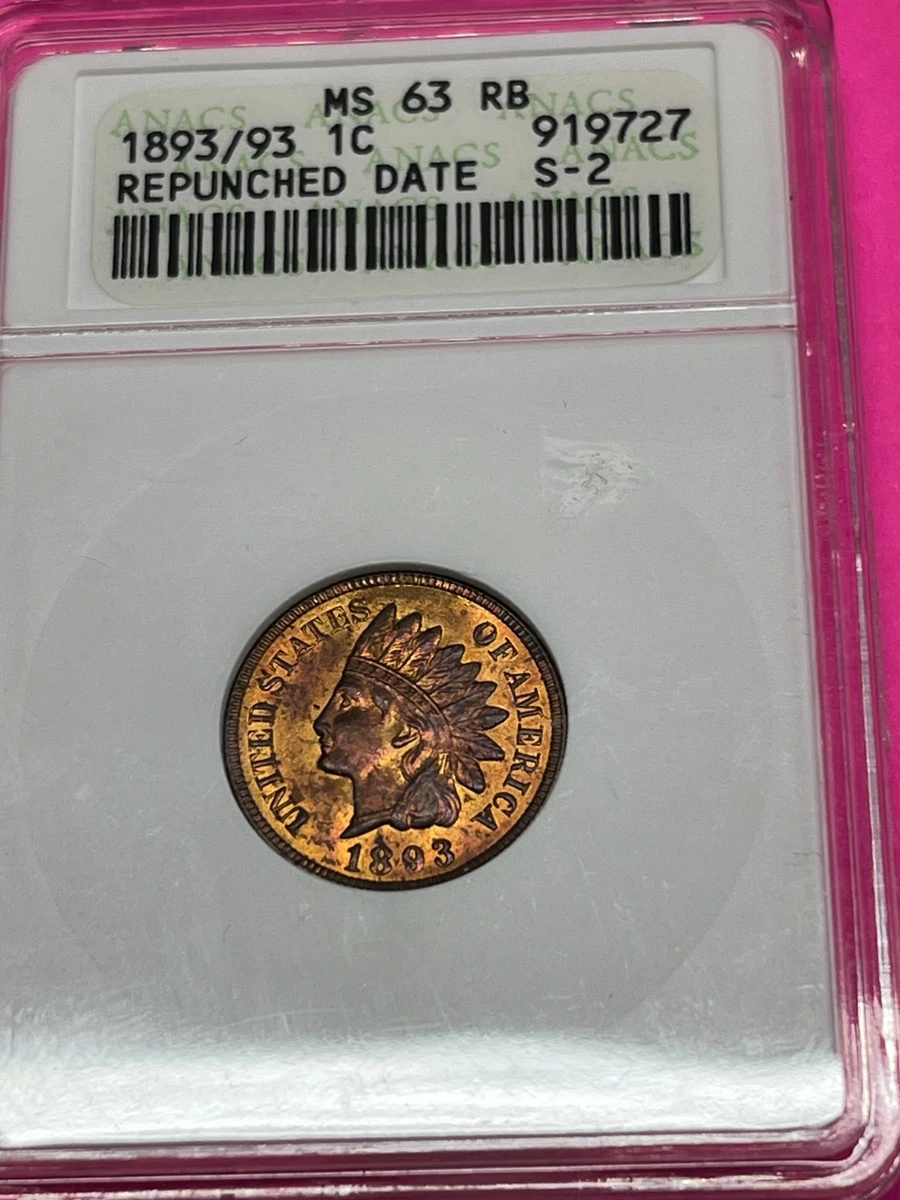 MS 63 Graded 1893 Year Indian Head Small Cents (1859-1909) for