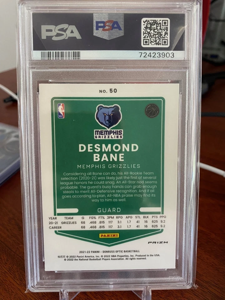 2021 Donruss Optic Desmond Bane Dragon Choice PSA 10 Memphis Grizzlies - Image 2 of 2