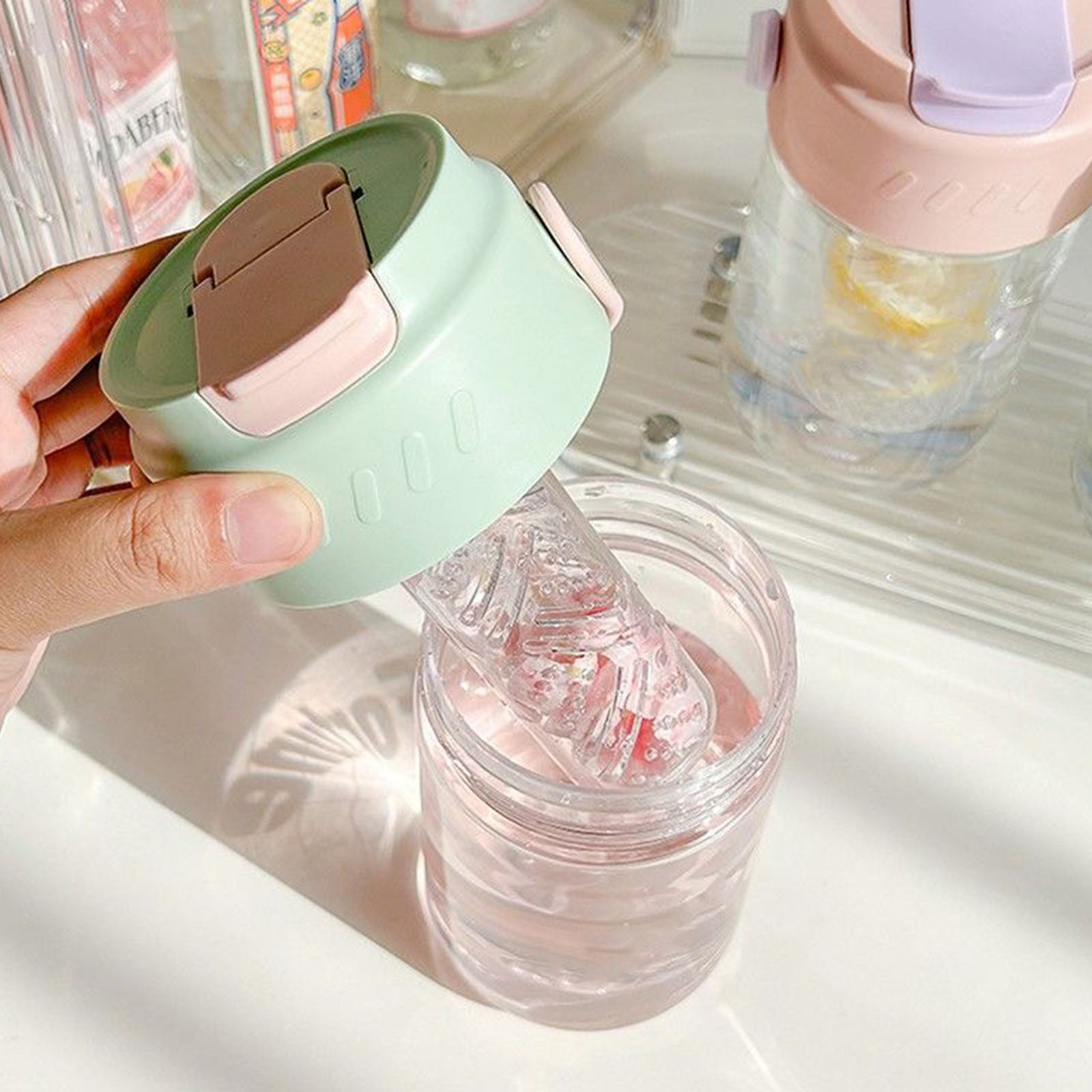 Straw Water Bottle Built In Tea Strainer With Handle PC 700ml Beautiful Cute Str