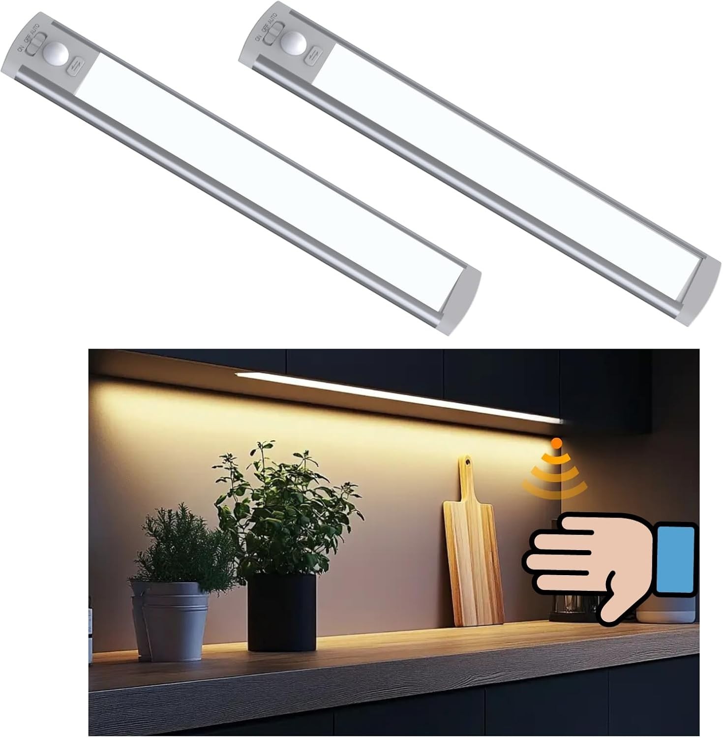 Led Sottopensile con Sensore di Movimento Notturna Magnetica Ricaricabile Armadi