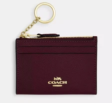 Coach Women's Dark Wine Crossgrain Leather Mini Skinny Id Case (88250) - NWT