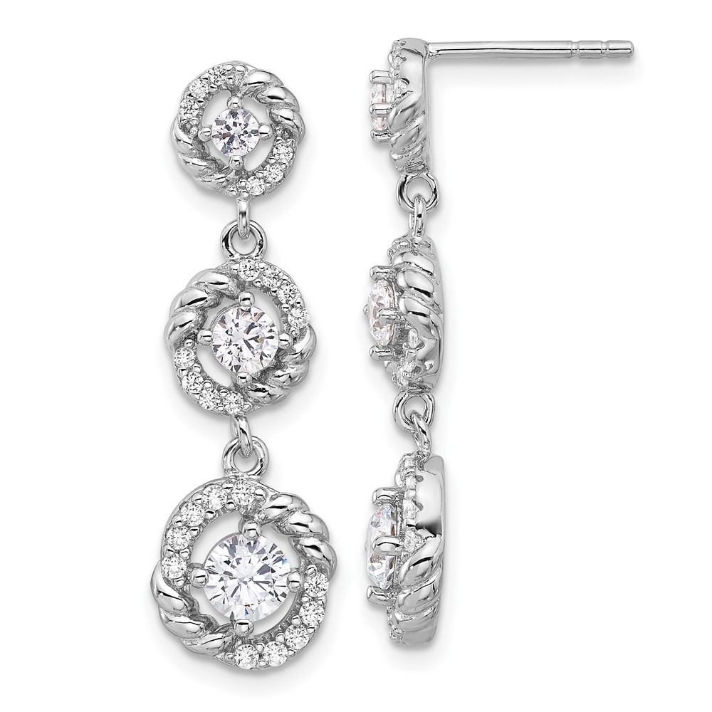 Sterling Silver Rhodium-Plated Cubic Zirconia Post Drop & Dangle Earrings 4.55gm