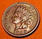 ■ 1888 INDIAN PENNY ONE CENT ☐ XF Full Liberty, Diamonds