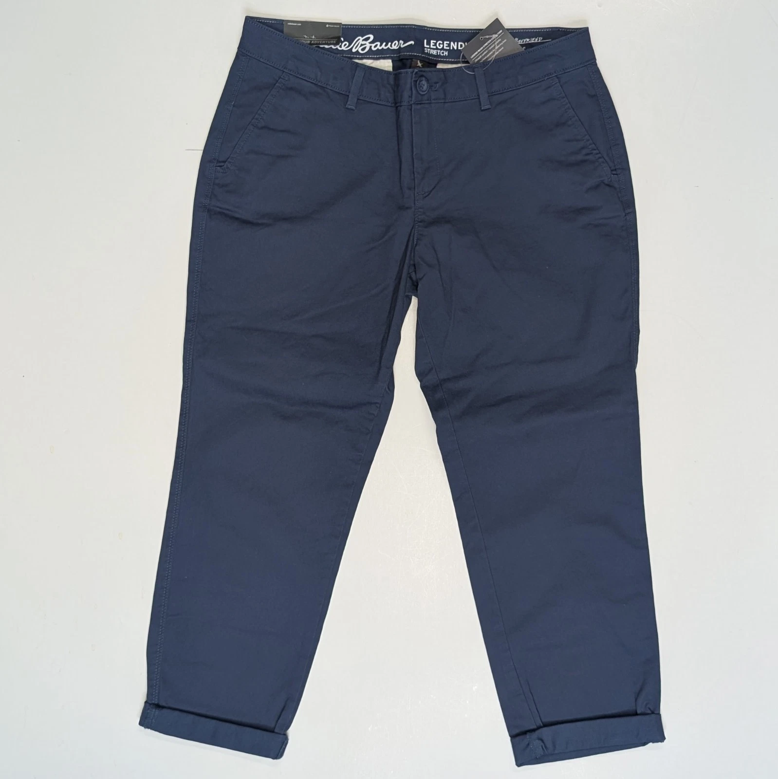 Eddie Bauer Women's Blue Capri Pants Size 8 Boyfriend Slim Tapered Leg NWT