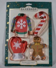 THE BAKESHOP 4 COPPER COLORED STAINLESS STEEL CHRISTMAS COOKIE CUTTERS
