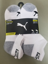 New Mens Puma 6 Pair Cushioned Low Cut Athletic Socks.