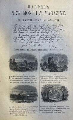 1853 Thomas Gray Poem Elegy Written in a Country Churchyard
