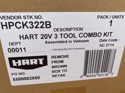 HART 20-Volt 3 Tool Combo Kit (2) HART 20-Volt 2.0Ah Lithium-Ion