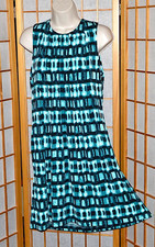 NWT Calvin Klein Aqua Green&Black Lined Stretch Knit Fit&Flare Dress Sz. 6