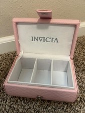 Ship from USA Invicta Teal Pink Leatherette Three Slot Watch Storage Box White