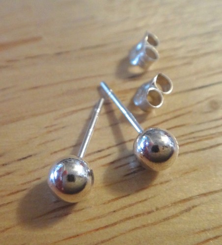 5 mm Sterling Silver TINY Round Ball Studs Posts Earrings! - Picture 2 of 3