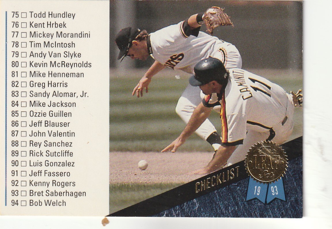 FREE SHIPPING-MINT-1993 Leaf #120 Checklist: 75-148