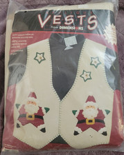 Santa Santa Felt Applique Christmas Vest Dimensions Needlecraft Kit 62094