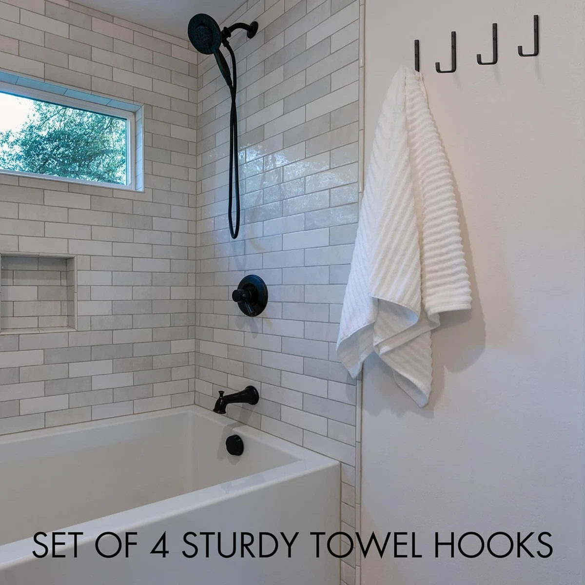 KIBAGA Stylish Bathroom Towel Hooks for Wall Mount Set of 4 Beautiful Sturdy