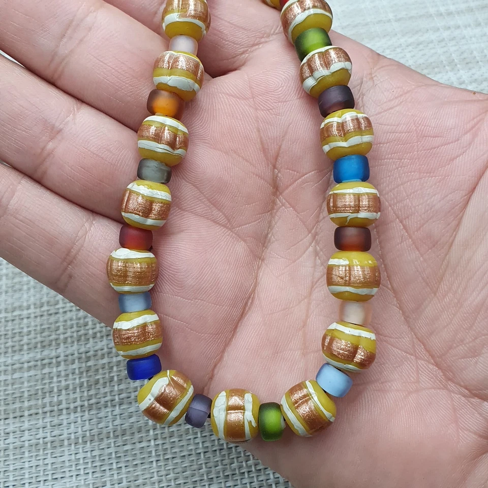Collar estilo veneciano vintage aventurina y cuentas de vidrio multicolor Foto 3 de 4
