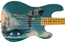 Guitar Skin Axe Wrap Re-skin Electric Bass Reface DIY Aircraft Carrier 1551