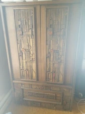 Lane “Pueblo” Brutalist Mid Century Modern Armoire Dresser Highboy Paul Evans