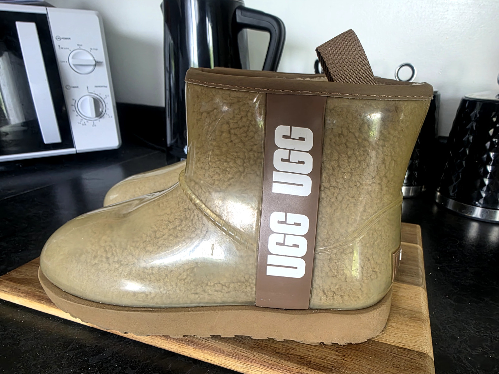 Botas de lluvia Ugg clásicas transparentes mini naturales Reino Unido 5,5