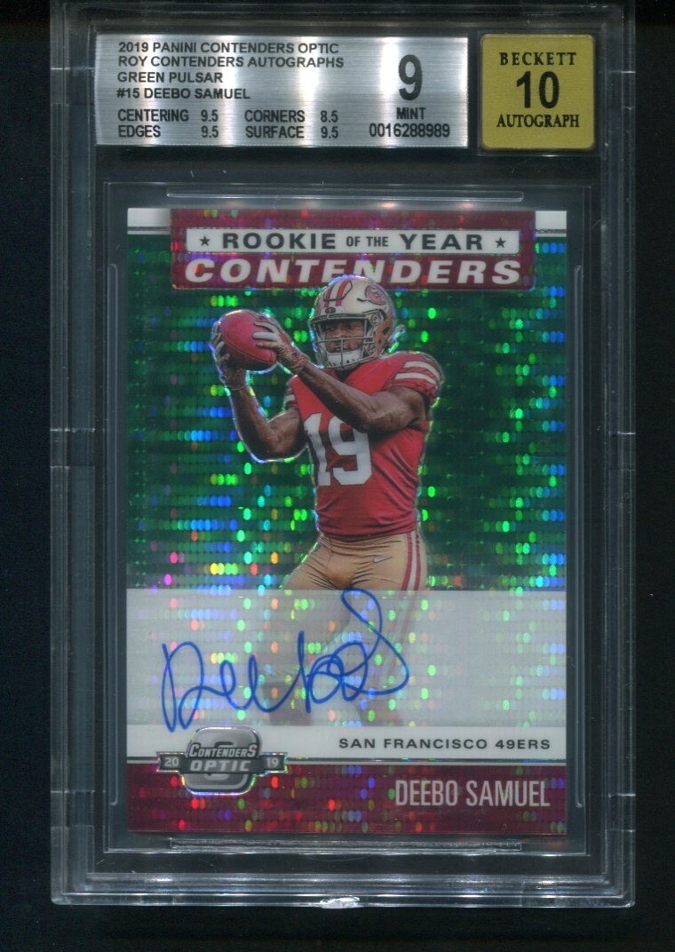 Deebo Samuel Panini Contenders Optic Rookie of the Year Contenders Autographs #DS Green Pulsar