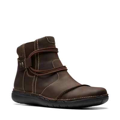 Clarks Womens Un Loop Up Ankle Boots Dark Brown Leather 26174974