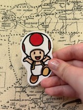 Super Mario Sticker Fan Art -  Toad Red Matte Sticker Free Shipping Nintendo