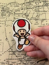 Super Mario Sticker Fan Art -   Toad (Red) Matte Sticker Free Shipping Nintendo
