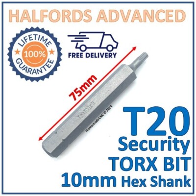 Halfords Advanced T20 Torx Security Bit 10 mm Sechskantschaft 75 mm Länge - Neu Kostenloser Versand