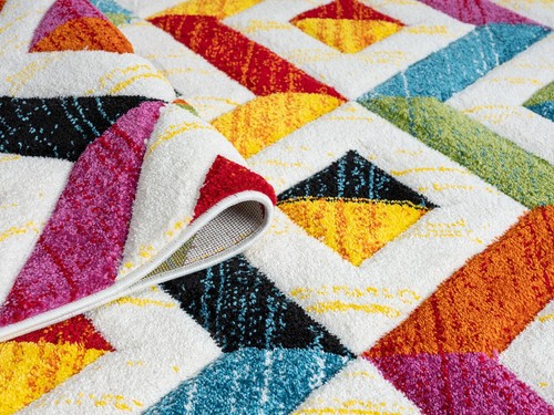 Spectra Carved Rug for Living Room Bright Multi Coloured Geometric Hallway Rugs - Picture 24 of 99