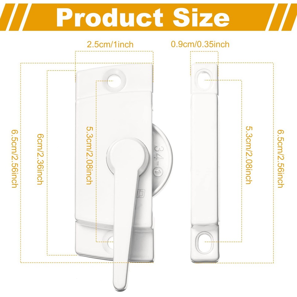 6 Pack Sliding Window Sash Locks - Cam Lock For Double Hung & Horizontal Windows, White - View #5