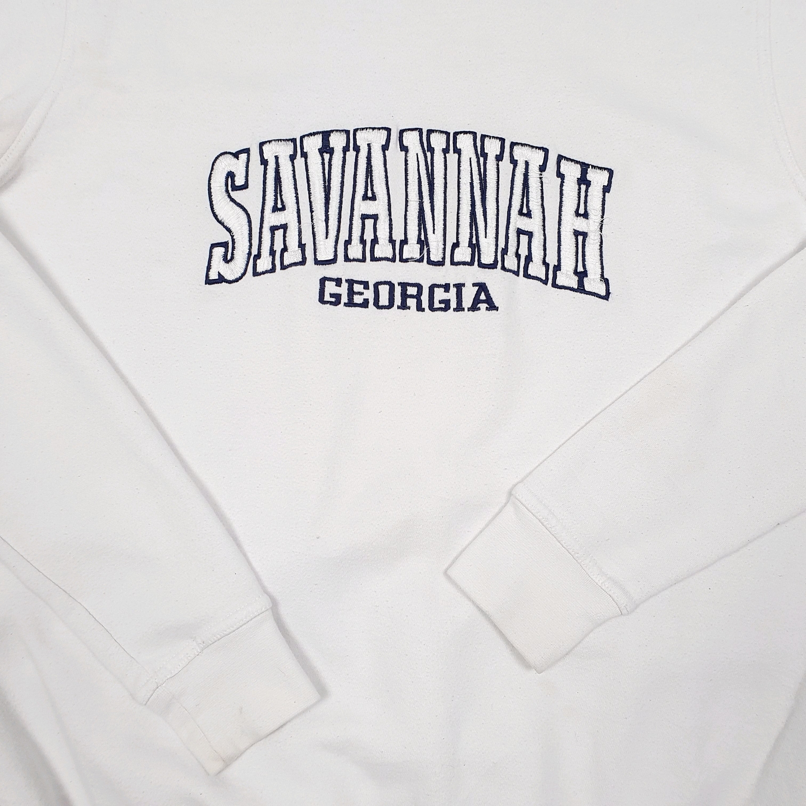 PACIFIC & CO Crewneck Savannah Georgia USA Spellout College Jumper Sweatshirt M image 4