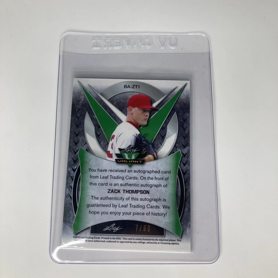 ZACK THOMPSON RC SP AUTO # /99 ~ 2019 LEAF VALIANT CARDINALS Rookie - Image 2 of 4