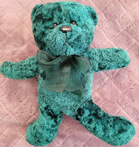 8 Zoll dunkelgrüner Teddybär mit grüner Schleife Plüschtier Stofftier
