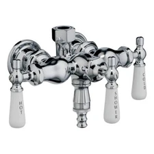 Chrome Clawfoot Tub Diverter Faucet with 3 Porcelain Lever Handles