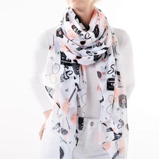 Printed Village 50'S PINK LADIES Scarf Shawl Wrap Multi-Color Reg $38.00