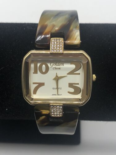 Golden Classic #8001 Tortoise Shell Design Ladies Watch