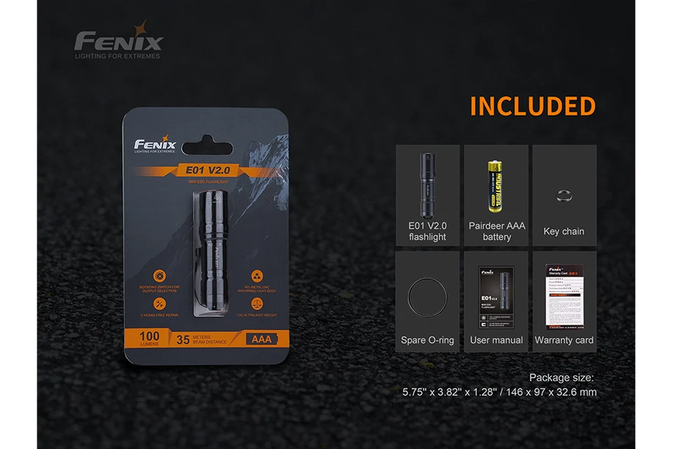 Fenix E01 V2 100 Lumen AAA Twist EDC Flashlight - Black - Image 4 of 4