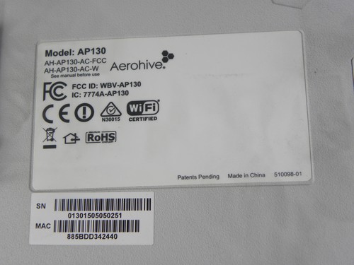 Aerohive AP130 Dual-Radio 802.11ac AH-AP130-AC-FCC AP - BRACKET UK SELLER #G3 - Picture 3 of 4