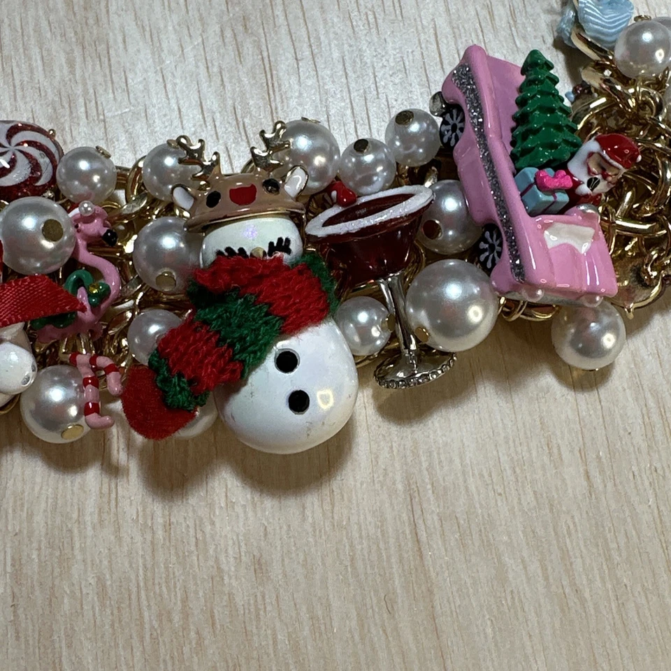 Betsey Johnson Collar Navidad Dije Vacaciones Perla Pendientes Conjunto Navidad Foto 3 de 4