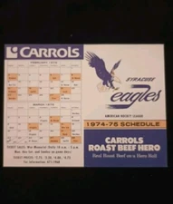 ORIGINAL 1974-1975 VINTAGE  SYRACUSE EAGLES AHL HOCKEY SEASON SCHEDULE MINT