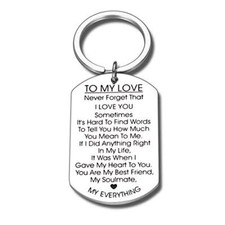 to My Love Keychain Gift for Husband Wife Anniversary Valentines Silver